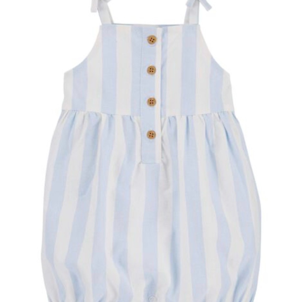 Carter's Blue and White Striped Romper
